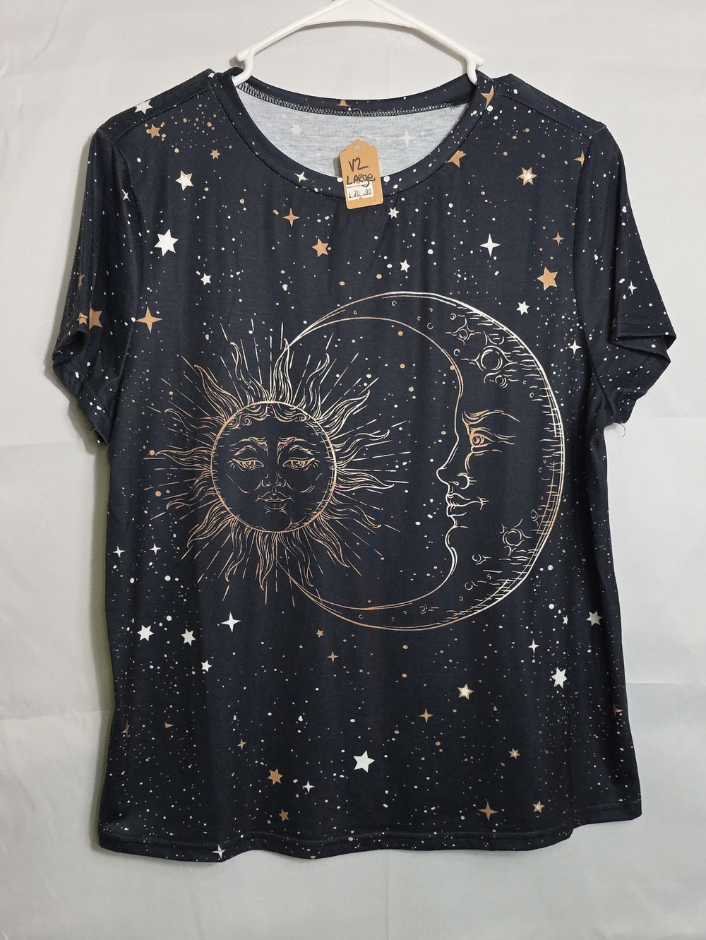 Halloween Celestial Sun & Moon Graphic Tee Black Size Large (W711)